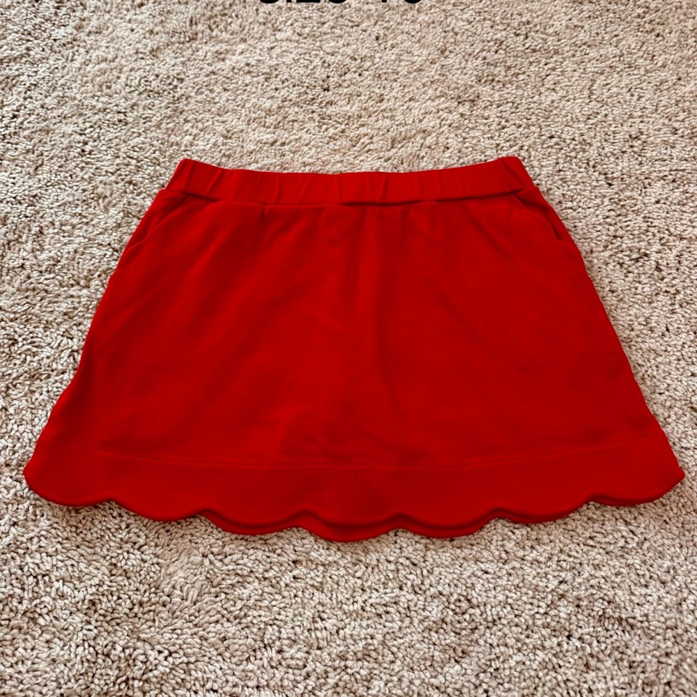 Red Scalloped Kids Skort